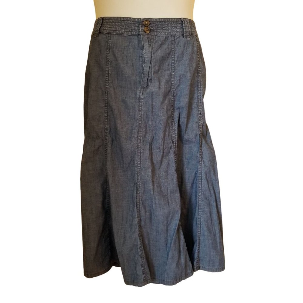 Liz Claiborne 18W Lightweight Blue Jean Chambray Denim Modest No Slits A Line